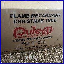Puleo International 7.5-Foot Flocked Virginia Pine Pre-lit Christmas Tree withLED