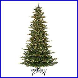 Puleo International 7.5 Foot Pre-Lit Slim Aspen Fir Artificial Christmas Tree