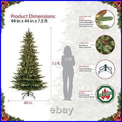 Puleo International 7.5 Foot Pre-Lit Slim Aspen Fir Artificial Christmas Tree