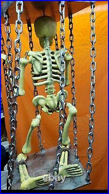 Pumpkin Hollow Hang Up Caged Gemmy Skeleton. Sounds & Lights. Motion activated