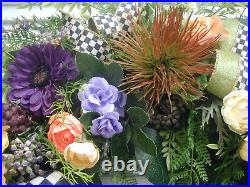 Purple yellow orange luxe spring summer wreath artificial floral large 26