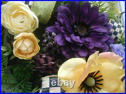 Purple yellow orange luxe spring summer wreath artificial floral large 26