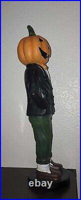 RARE Cynthia Rowely Curious- Halloween 22in Resin Mr. Pumpkin Figure NWT