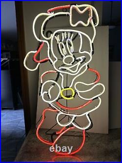 RARE Gemmy Disney Christmas 29 LED Minnie Mouse Neon Sign Light Lightglo