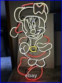 RARE Gemmy Disney Christmas 29 LED Minnie Mouse Neon Sign Light Lightglo