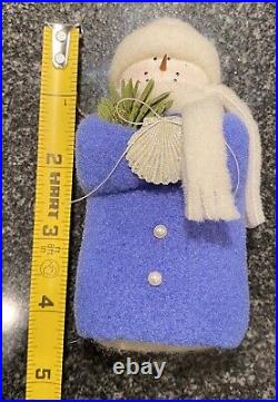 RARE! Hearts & Ivy Snowman with Glitter Shell, Green Sprig, Blue Coat 4 Vintage