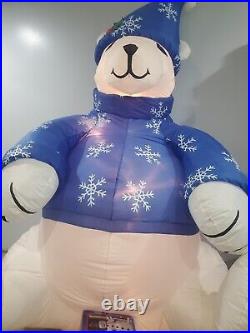 RARE LARGE 8ft. Gemmy Air Blown Inflatable Tall Christmas Polar Bear Blue
