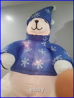 RARE LARGE 8ft. Gemmy Air Blown Inflatable Tall Christmas Polar Bear Blue