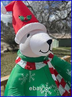 RARE LARGE 8ft Gemmy Airblown Inflatable Green Sweater Christmas Polar Bear 2005