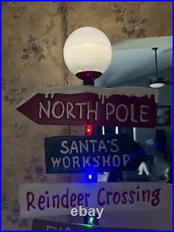 RARE Mr Christmas/Kringle Express Metal North Pole Sign Lighted 42 Crossing
