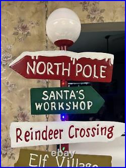 RARE Mr Christmas/Kringle Express Metal North Pole Sign Lighted 42 Crossing