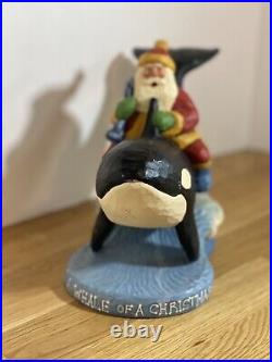 RARE -VINTAGE 1997 House Of Hatten Susan M. Smith Santa Riding Orca figurine
