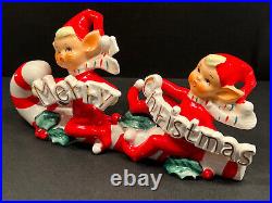 RARE Vintage Candy Cane'Merry Christmas' Pixies/Elves NOTABLE 1950s Japan