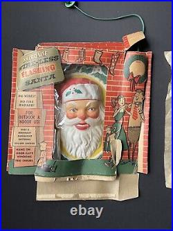 RARE Vintage Christmas SANTA Micro-Lite BOX Plastic Wall LIGHT Putnam Products