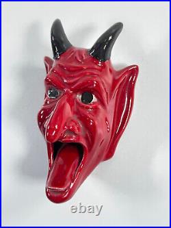 RARE vtg Ceramic Devil Krampus ashtray wall hanger incense burner halloween