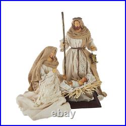 RAZ Imports 19 Holy Family Ivory Lace Burlap Cream Gold Nativity Christmas