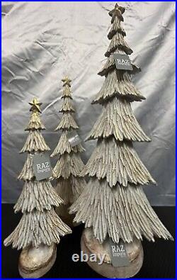 RAZ Imports Oh Holy Night 20 White Washed Table Top Christmas Trees, Set of 3