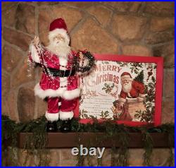 RAZ NIB 26 SANTA with Wreath Tinsel Bead Garland Christmas Figure Display Prop