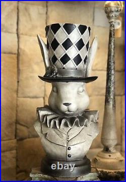 Rabbit Top Hat Harlequin Planter Black And Gray