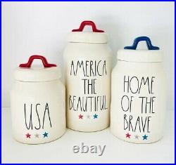 Rae Dunn Patriotic Canister Set- USA-Home of the Brave-America the Beautiful