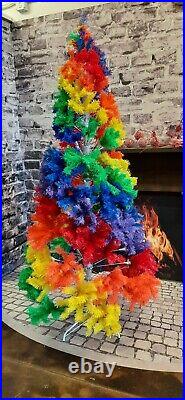 Rainbow Christmas Tree 7Ft Artificial Tree Tye Dye Red Blue Yellow Green orange