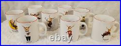 Rainbow Mountain All 8 Santas Reindeer's coffee mugs Complete set. Dan DiPaolo