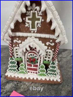 Rare 18 VALERIE PARR HILL Cross chapel Church Chocolate GINGERBREAD LIGHTED
