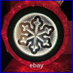 Rare Large Lighted Christmas 32 Snowflake Ornament Blue Red Tinsel Outdoor