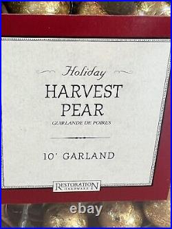Rare Restoration Hardware Holiday Harvest Gold Pear 10 Ft Garland (2) NEW IN BOX