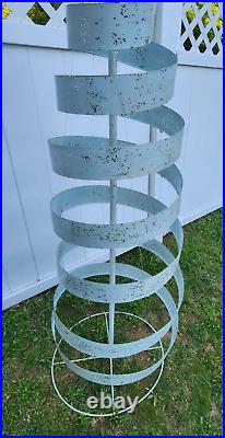 Rare Vintage White Glitter Metal Spiral Christmas Tree With Star Topper 70