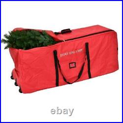 Red Artificial Christmas Tree Storage Bag Rolling with Wheels for Trees To 9 Ft H