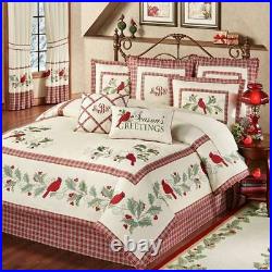 Red Bird Cardinal Comforter Set Christmas Bedding Plaid Holiday Bedroom Decor