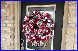 Red Bling Valentine's Day Deco Mesh Front Door Wreath, Home Decor Decoration