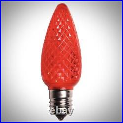 Red C9 Faceted LED Light Bulbs 100 COUNT- VOLUME PRICING AVAILABLE