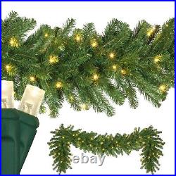 Red Sleigh Olympia Pine Commercial Grade Pre Lit LED Holiday Christmas Garland