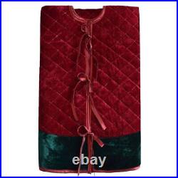 Red Velvet Embroidery Christmas Tree Skirt With Green Border For Home Decoration