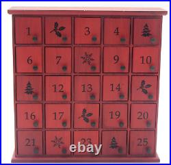 Restoration Hardware Advent Wooden Christmas 25 Day Countdown Door Red Calendar