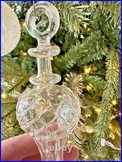 Restoration Hardware Handblown Glass Ornaments 2 Clear 9 Swirl Finial Christmas