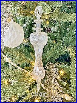 Restoration Hardware Handblown Glass Ornaments 2 Clear 9 Swirl Finial Christmas
