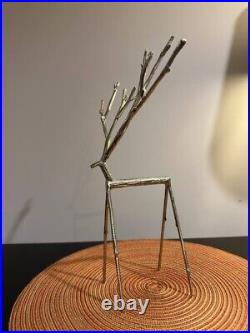 Retired Pottery Barn Sculpted Silver Twig Reindeer Figurine Rare