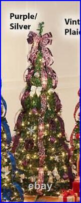 Rich Pacific 7.5' Pop-Up Pre-Lit/Pre-Decorated Christmas Tree Purple And Silver