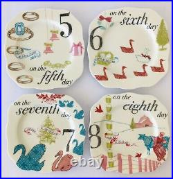 Rosanna 12 Days of Christmas Appetizer Plates Square 6.25 New in Box 27314
