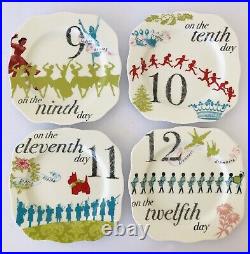 Rosanna 12 Days of Christmas Appetizer Plates Square 6.25 New in Box 27314