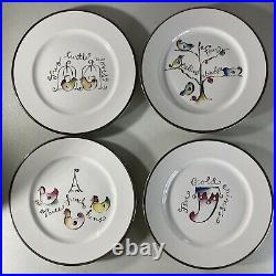 Rosanna Made In Italy 12 Days Of Christmas Dessert Plates Silver Edges (So12)