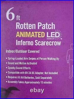 Rotten Patch 6 Foot Animated LED Inferno Scarecrow Halloween Decorations 2021
