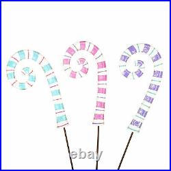 Round Top Collection Pretty Pastel Candy Canes Christmas Yard Stake C21068