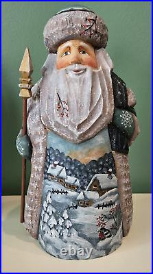 Russian Santa Ded Moroz Wood Hand Carved & Painted 8 inch