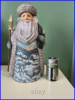Russian Santa Ded Moroz Wood Hand Carved & Painted 8 inch