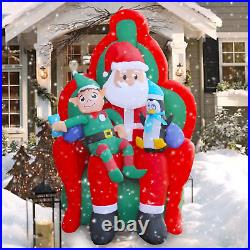 SEASONBLOW 6 Ft LED Light up Inflatable Christmas Santa with Elf and Penguin Xma