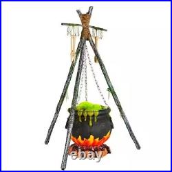 SHIPS NOW Home Accents 5ft Moonlight Magic LED Bubbling Cauldron with Fire New